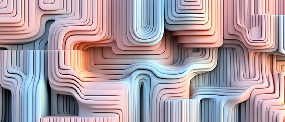 Poster - Abstract pastel layered shapes with soft gradients. Organic flow, depth, and texture