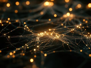 Aufkleber - Abstract Neural Network Connection Concept Showing Data Flow and Interconnectivity on Dark Background Close Up