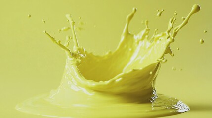 Poster - Vibrant Yellow Paint Splash High Speed Photography Close Up Studio Shot Artistic Fluid Motion Color Burst Creative Design Element