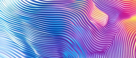 Poster - Abstract wavy lines gradient in vibrant blue, purple, yellow, and pink colors