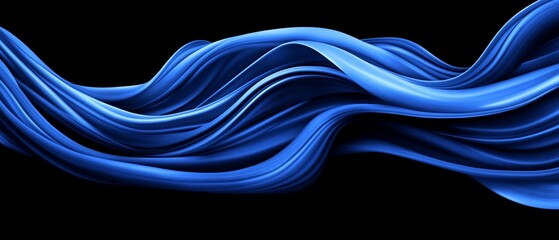 Poster - Blue, flowing, abstract shapes against a black background. Dynamic movement