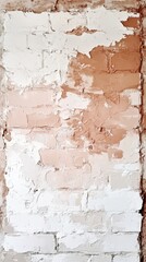 Poster - Distressed Brick Wall Texture Close Up Shot Showing Peeling Paint and Exposed Bricks in an Urban Setting