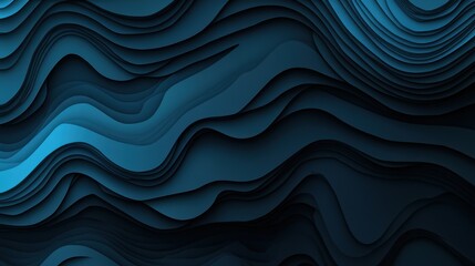 Poster - Abstract Dark Blue Wavy Layers Background in Studio Shot; Modern Design with Elegant Depth and Shadow Effects; Minimalist Style for Creative Projects