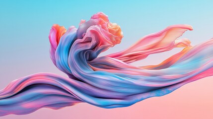 Poster - Colorful flowing fabric against a gradient background, abstract art