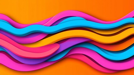 Poster - Colorful, layered abstract wave design. Vibrant shades in a dynamic wavy composition