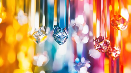 Poster - Abstract crystal ornaments with colorful lighting and vibrant bokeh effect