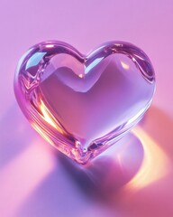 Poster - Crystal Heart on Pink Background Close-up Shot Symbolizing Love Romance Valentine's Day Appreciation