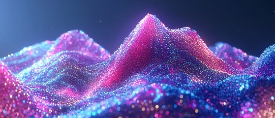 Fototapete - Abstract Sparkling Landscape with Vibrant Pink and Blue Hues for a Futuristic Design