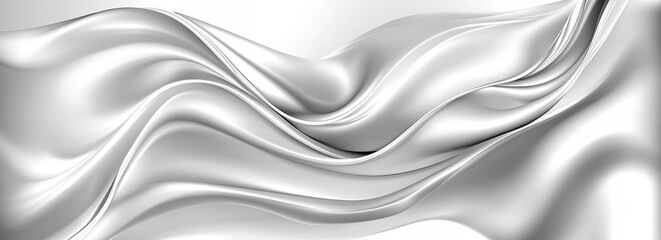 Aufkleber - Elegant abstract silver satin fabric drape with soft waves and subtle light reflections for backgrounds