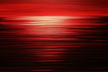 Poster - Abstract Red Seascape at Sunset with Light Reflection on Water Surface Artistic Impressionist Style