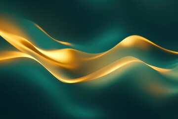 Poster - Abstract Teal and Gold Wave Background Art with Smooth Gradient Texture for Modern Design Projects