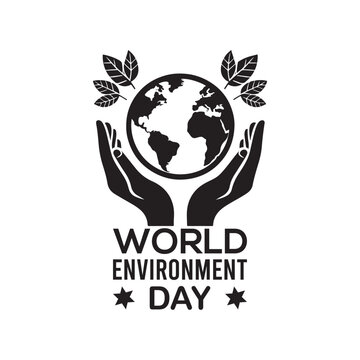 World Environment Day Silhouette Vector Illustration, Solid White Background.