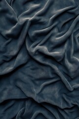 Poster - Abstract close up of draped navy blue velvet fabric creating soft folds and shadows studio shot for backgrounds and textures