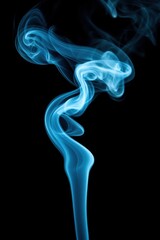 Poster - Turquoise smoke trails rise against black background studio shot abstract flowing pattern artistic ethereal