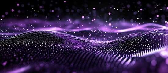 Fototapete - a mesmerizing landscape of shimmering purple particles creates a dynamic and futuristic abstract design, representing digital data flow