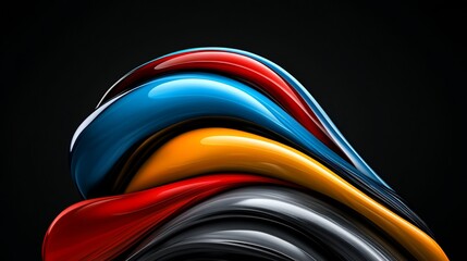 Poster - Swirling, glossy ribbons of color against a dark backdrop, creating dynamic, abstract art