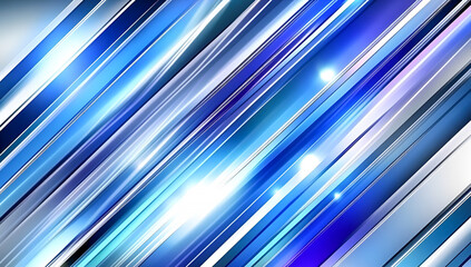 Fototapete - Dynamic blue and white abstract design featuring diagonal lines and glossy reflections for modern visuals