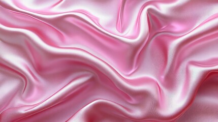 Poster - Silken Whisper: Immerse yourself in the luxurious flow of a pink silk fabric, its folds and textures creating an interplay of light and shadow. A visual symphony of elegance.