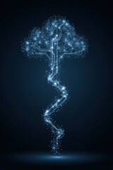 Fototapete - Digital Cloud Computing Concept Illustration of Data Flow and Network Connection on Dark Background
