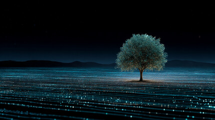 Poster - Tree of life at night landscape wallpaper background nature concept digital art illustration scene