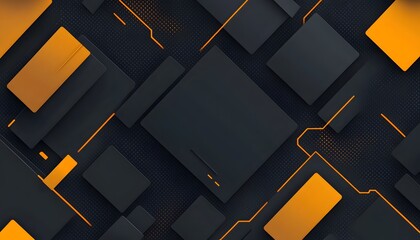 Poster - Abstract geometric design with dark colors and orange accents.