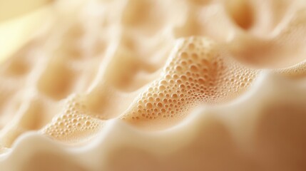 Poster - Close Up Macro Shot of Bubbles Forming on Creamy Beige Surface with Soft Light and Shallow Depth of Field