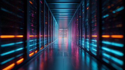 Poster - Data center server room it infrastructure ai cloud computing network technology cybersecurity solutions