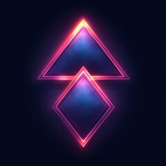 Poster - Two overlapping triangles, glowing with vibrant neon light, create a futuristic, upward-pointing design.  Dark background enhances the vibrant colors
