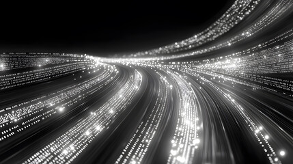 Poster - Illuminating abstract data streams virtual environment digital art futuristic viewpoint binary concept