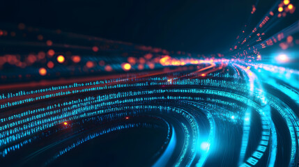 Poster - Visualize abstract data stream digital realm graphic art cybernetic environment futuristic viewpoint glowing binary code