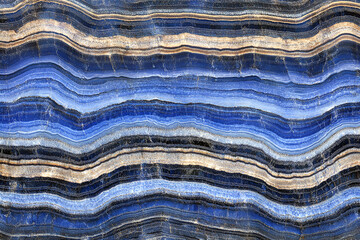 Poster - Abstract blue onyx stone texture with layers of color and natural veins for modern backgrounds and designs