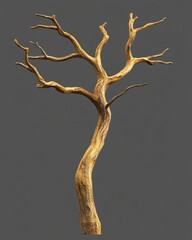 Poster - Solitary bare tree stands against a neutral backdrop in a studio shot showcasing texture and form