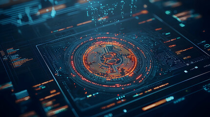 Poster - Digital Interface With Glowing Circle