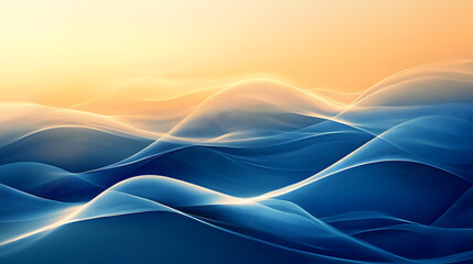 Poster - Flowing abstract waves digital art clean business environment serene viewpoint soft blue tones for seo impact
