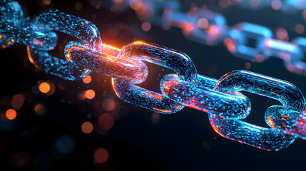 Poster - Glowing blockchain chains illuminate digital future virtual space graphic design futuristic environment abstract concept
