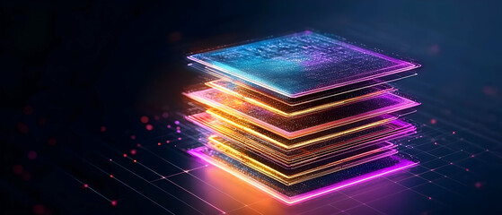Poster - Multicolored Glowing Stacked Chip Design