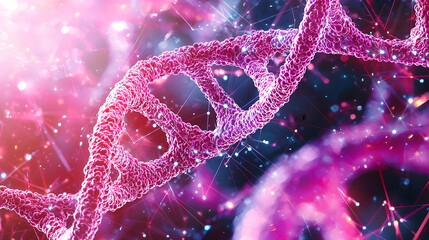 Poster - Abstract Glowing Pink DNA Helix Graphic