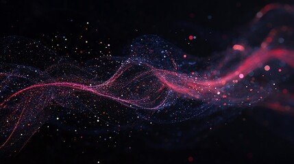 Aufkleber - Abstract Cosmic Dust Wave with Pink and Blue Particles on Dark Background