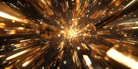 Aufkleber - Accelerated Light Streams: A Dynamic Display of Golden Hues and Radiance