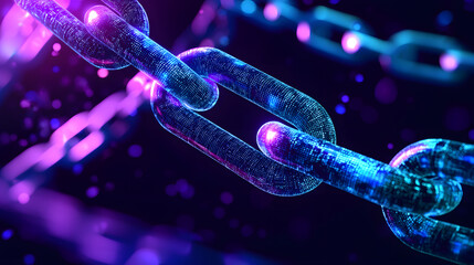 Poster - Visualizing blockchain connections digital realm infographic futuristic environment close-up view glowing chains concept
