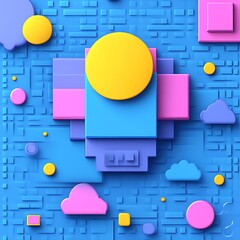 Poster - abstract geometric shapes, vibrant colors, 3d design, patterned background