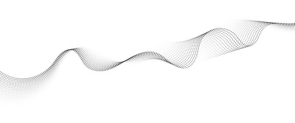 Leinwandbilder - Flowing Dot Wave halftone gradient pattern on transparent background	