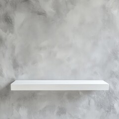 Poster - Minimalist white shelf against textured gray wall backdrop studio shot for product display or interior design mockups