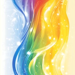 Poster - vibrant, flowing rainbow colors with shimmering highlights