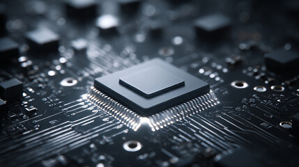 Poster - Computer chip motherboard cpu processor technology circuit board microchip semiconductor hardware system