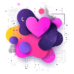 Poster - Abstract heart graphic design with vibrant colors and fluid shapes