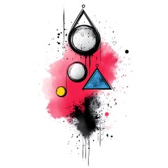 Poster - abstract geometric design with watercolor-style splatters