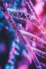 Poster - Abstract DNA Strand Visualization with Bubbles and Vibrant Colors Close Up Science Art
