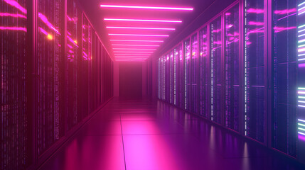 Poster - Designing modern data centers interior space digital environment ambient lighting futuristic concept