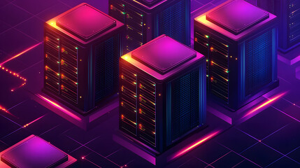 Poster - Transforming data management modern data center interior design ambient lighting futuristic viewpoint
